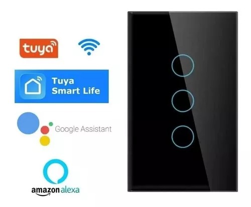Interruptor NEGRO 3 Banda de luz inteligente con WiFi, Panel táctil