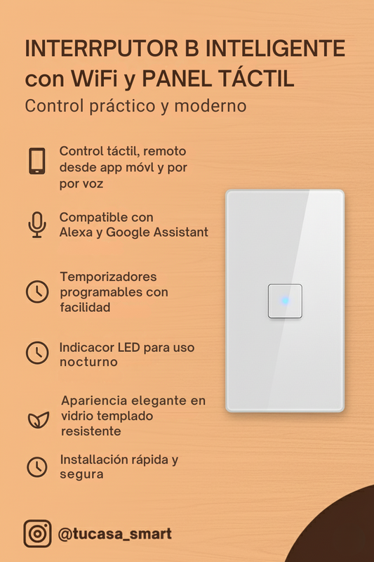 Interruptor B inteligente con WiFi y Panel táctil