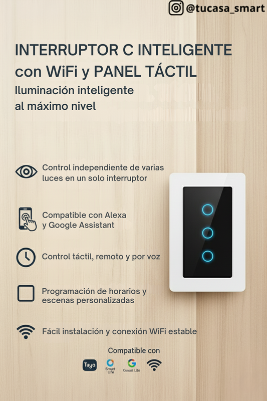 Interruptor C inteligente con WiFi y Panel táctil